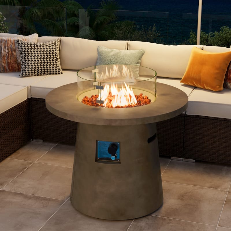 VENTOPYR Patio Camping Bonfire Propane Fire Pit Coffee Table with Wind Guard & Waterproof Cover