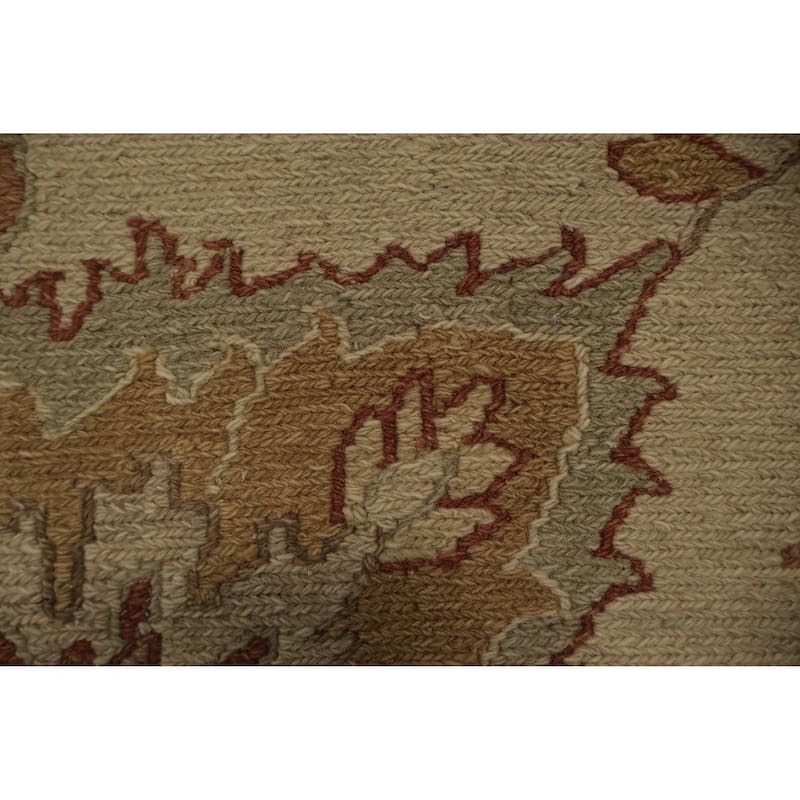 Hand Knotted Oriental 100% Wool Carpet Transitional All-Over Beige & Ivories Oushak Area Rug - 11' 10'' X 8' 9''
