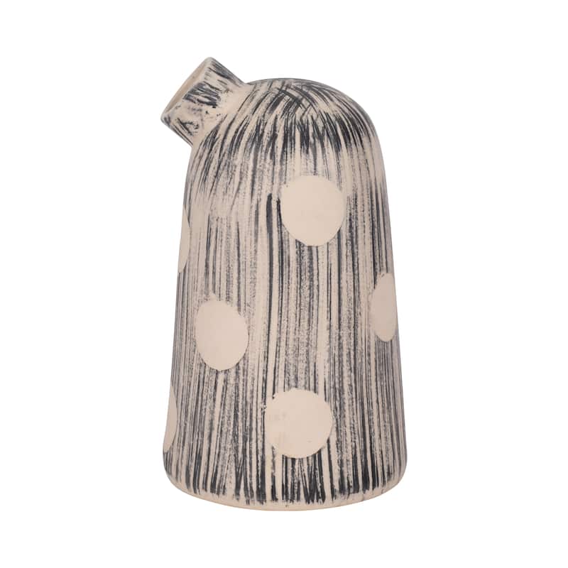 Sagebrook Home Stoneware Blue/Ivory Striped polka Dot Vase
