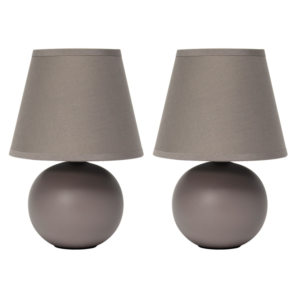 8.66" Petite Orb Lamp Two Pack Set w Matching Fabric Shade