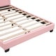 preview thumbnail 7 of 7, Full Size Upholstered Leather Platform Bed with Rabbit Ornament, Pink