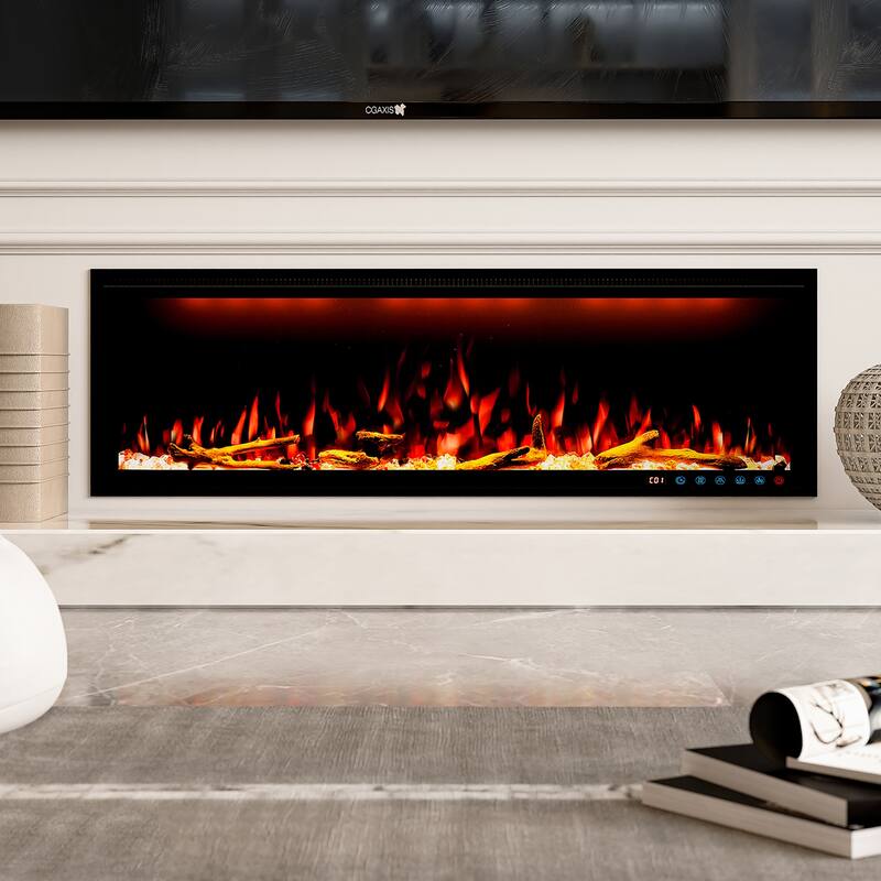 Clihome 42-88" Recessed Wall-Mounted Smart Control Electric Fireplace - 50 in.