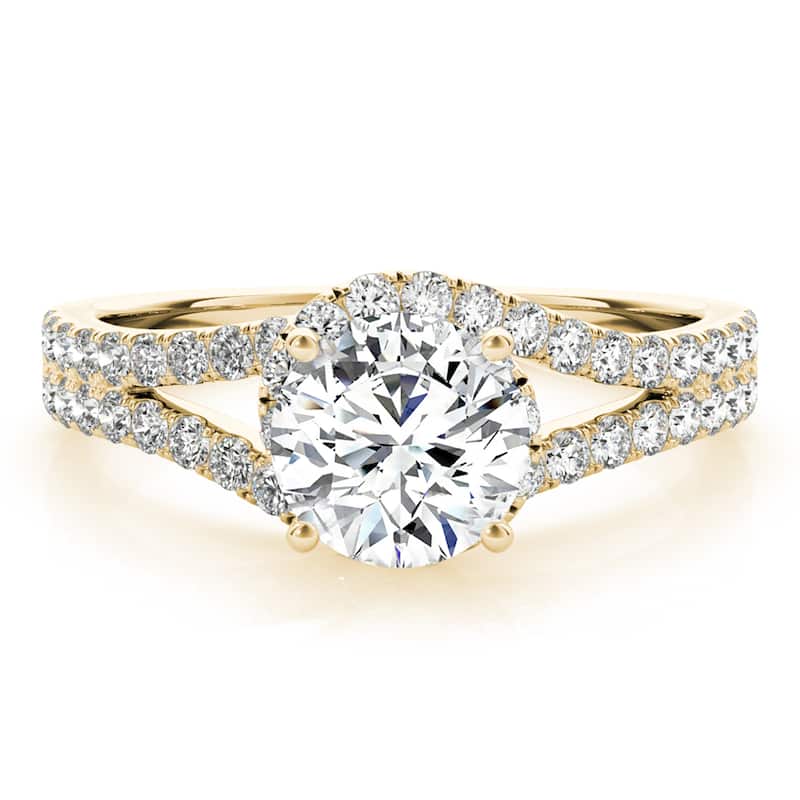 Auriya 14k Yellow Gold Lab Grown Round Diamond Halo Engagement Ring 0.50 to 5.00 ct. tw. (F-G VS)