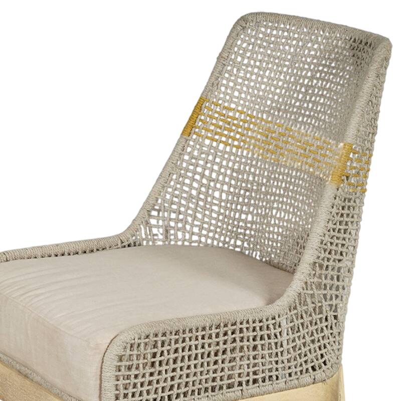 Avira Set of 2 Dining Chairs Handcrafted Mango Wood Cotton Rope Weaving Beige Cushion