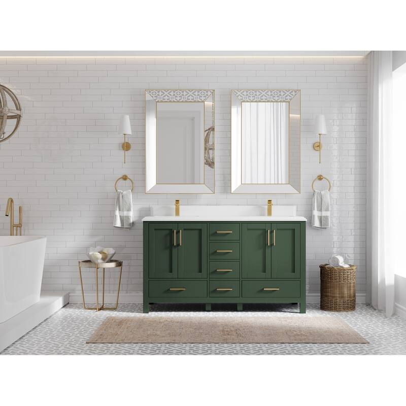 Willow Collections 60 in. W x 22 in. D Malibu Double Sink Bathroom Vanity with Countertop