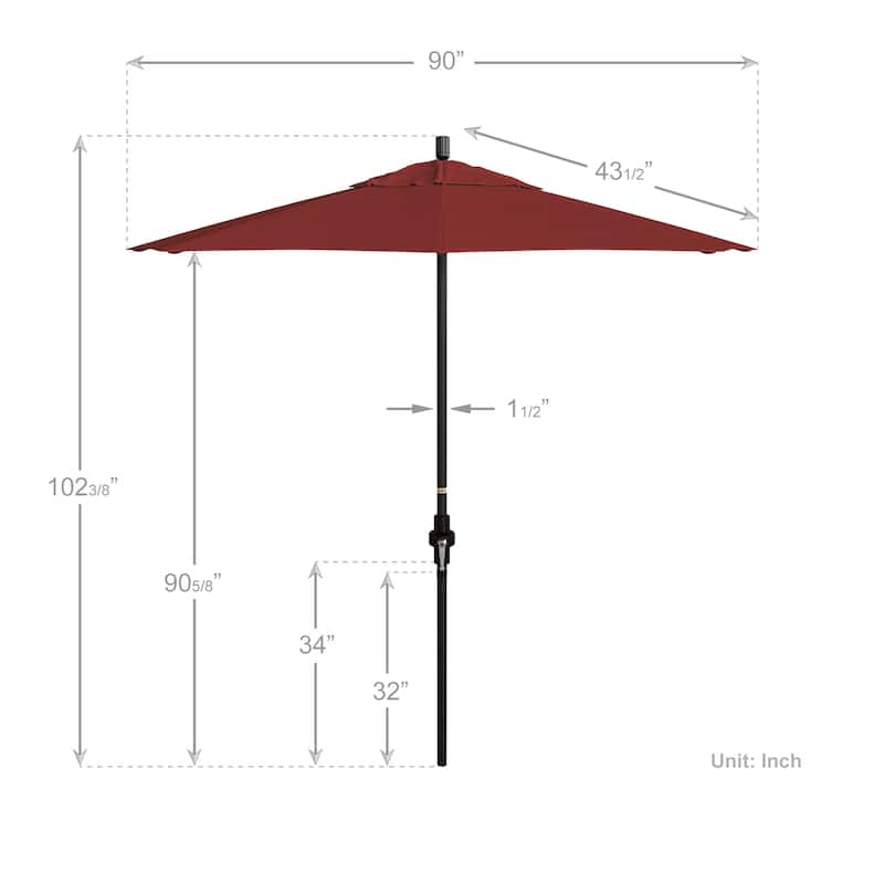 California Umbrella 7.5' Sun Master Patio Umbrella Bronze Aluminum Pole Fiberglass Ribs Crank Lift Tilt Sunbrella Cilantro