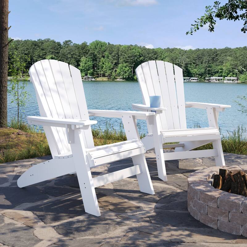 Brown Adirondack Chair - Sturdy Hdpe Poly Lumber For Poolside (Excluding the table)