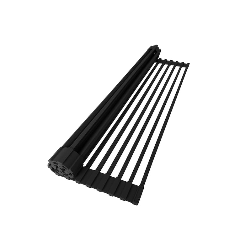 STYLISH Multipurpose Over Sink Roll-Up Dish Drying Rack - Black