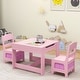 preview thumbnail 2 of 8, Gymax 3 in 1 Kids Wood Table Chairs Set w/ Storage Box Blackboard