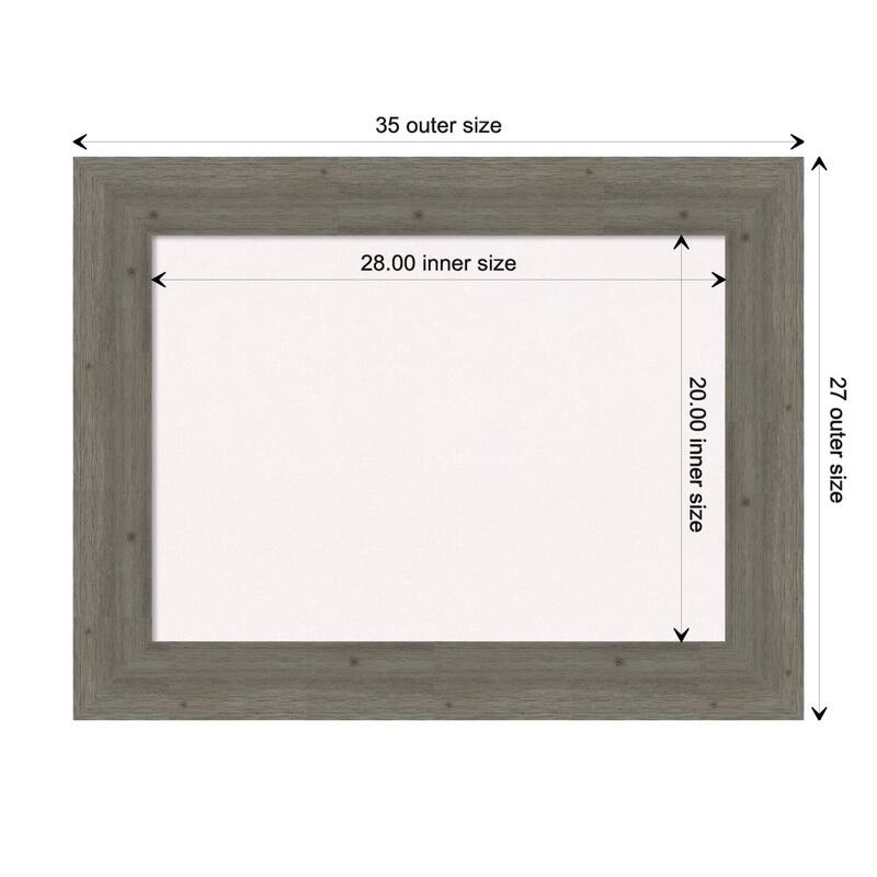 Fencepost Wood Framed White Corkboard Bulletin Board - Fencepost Grey - Board Size 28x20
