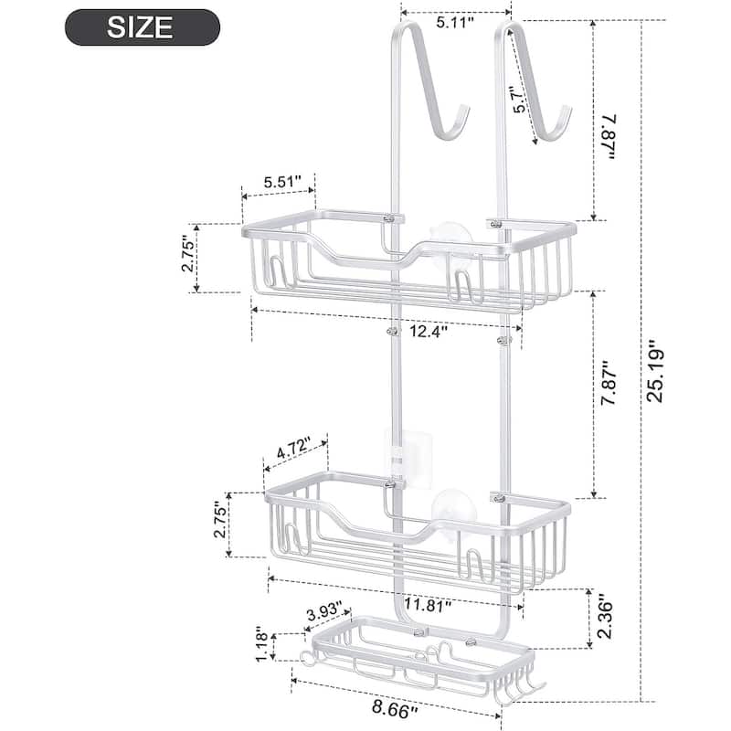 Shower Caddy with 4 Hooks