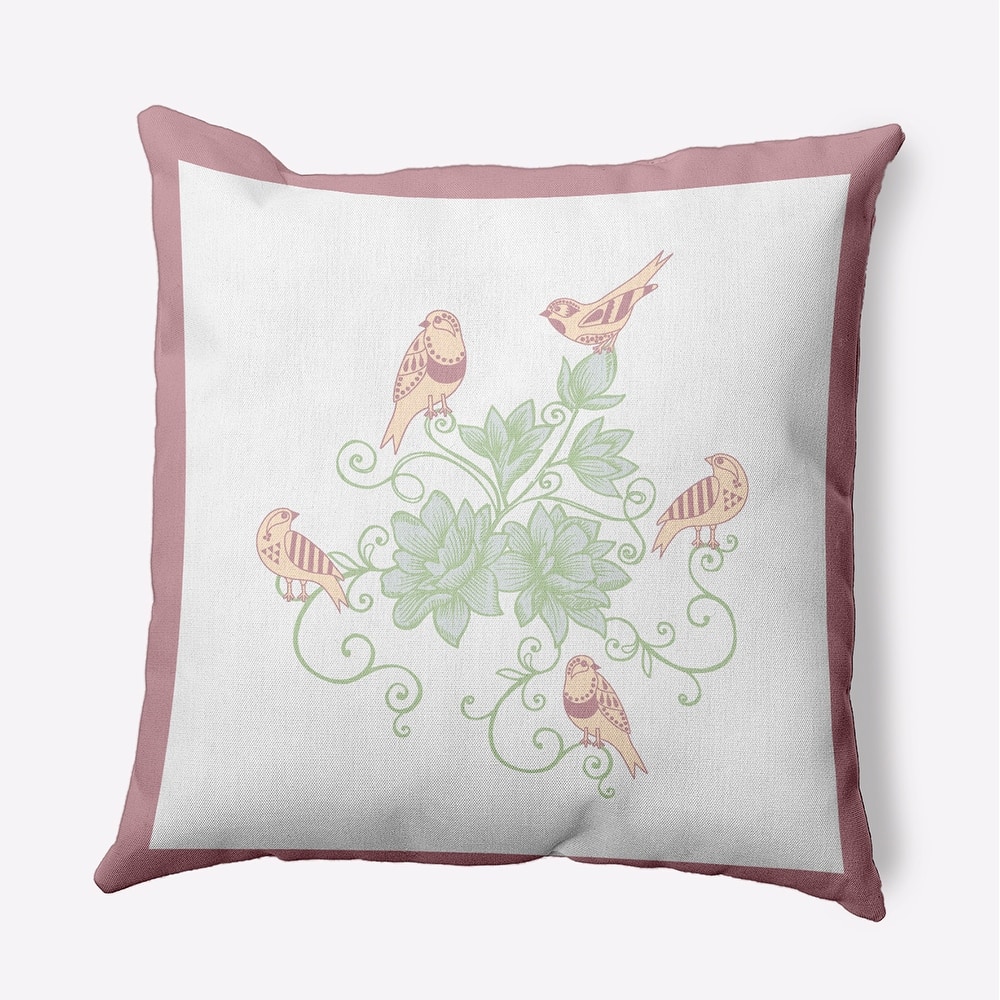 Birds And Flowers Decorative Throw Pillow