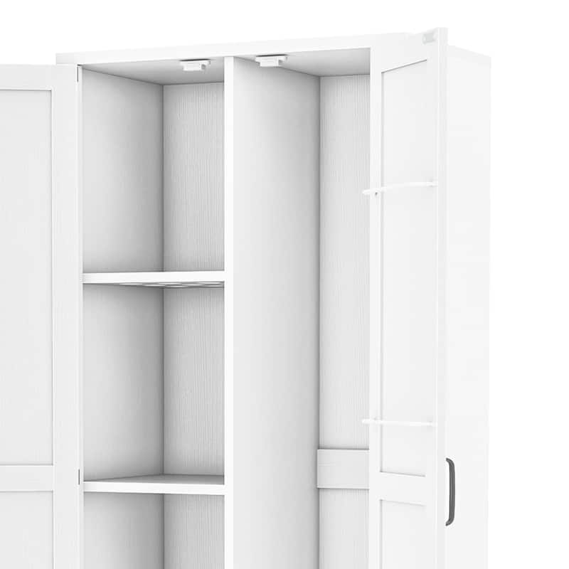 Moasis Broom Closet Storage Cabinet with Doors, Farmhouse Cleaning Tool Cabine with Shelves