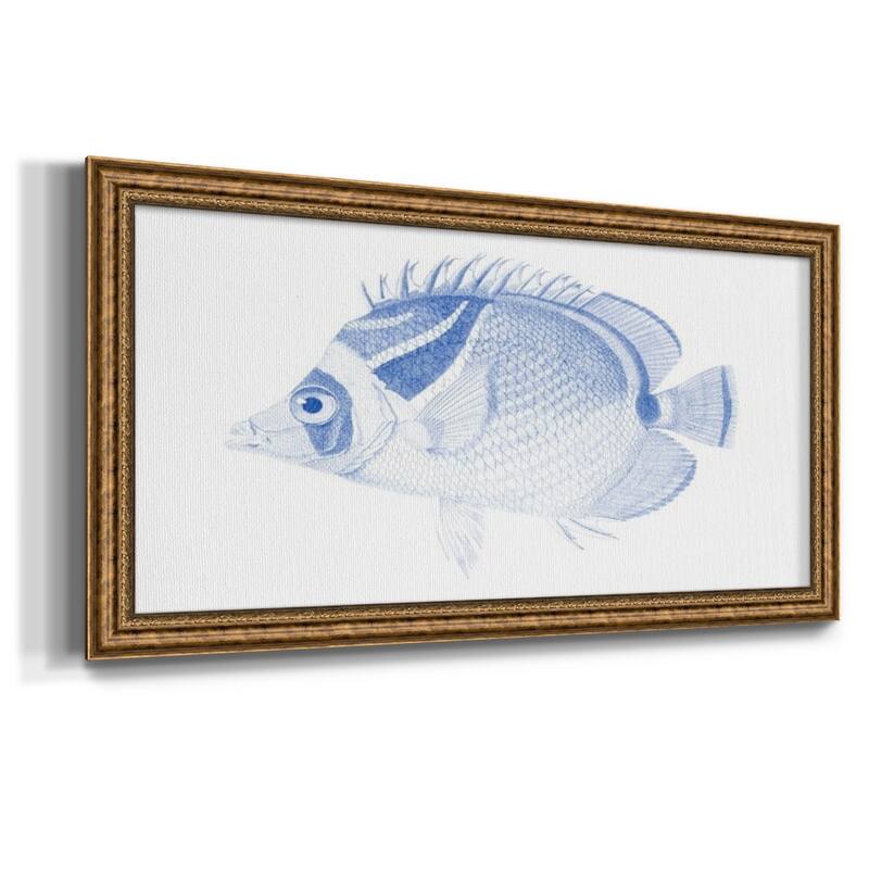Blue & White Tropical Fish IV Premium Framed Canvas- Ready to Hang