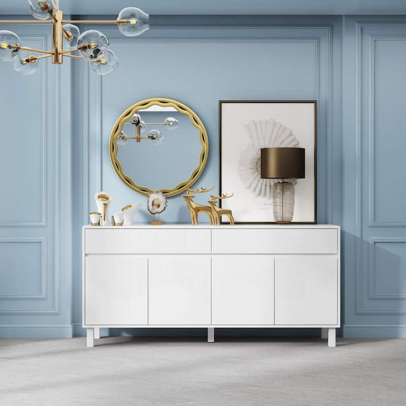 Console Table Accent Organize in Style - 2-Drawer White Floor Cabinet - 63"W