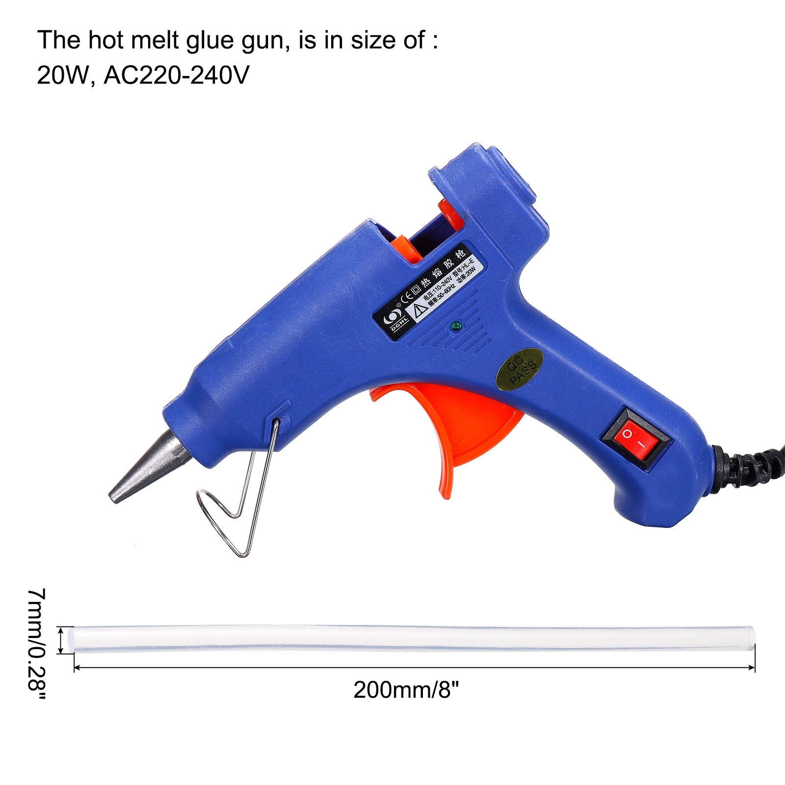 Mini Hot Glue Gun Kit w 30pcs Clear Hot Melt Glue Sticks 0.28x8 20W -  Blue - On Sale - Bed Bath & Beyond - 38151202