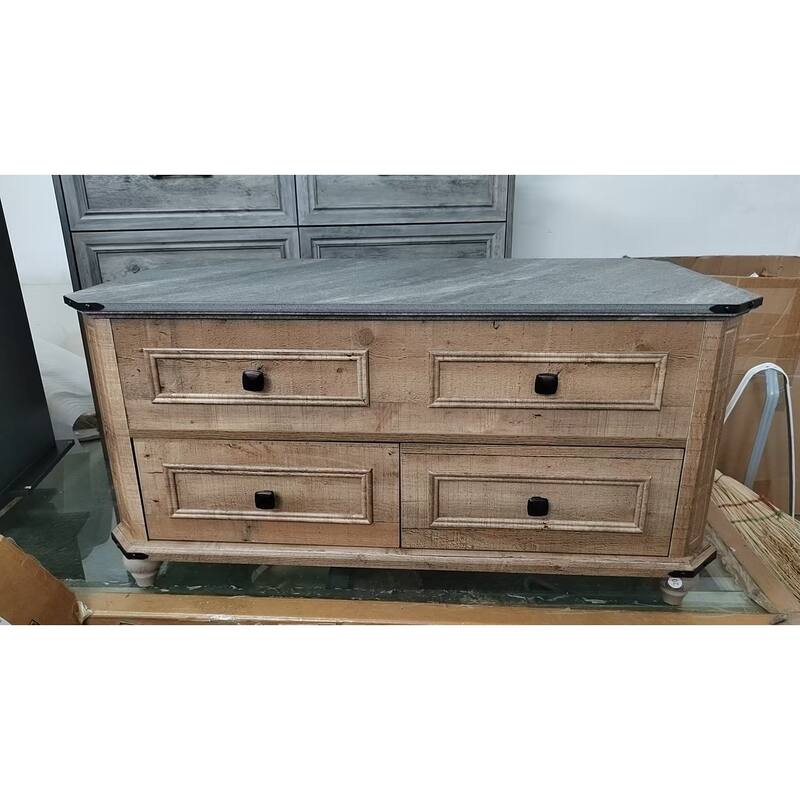 Moasis Farmhouse 36" Lift-top Rectangular Antique Coffee Table with 2 Drawers Hidden Storage - Grey Top/Brown