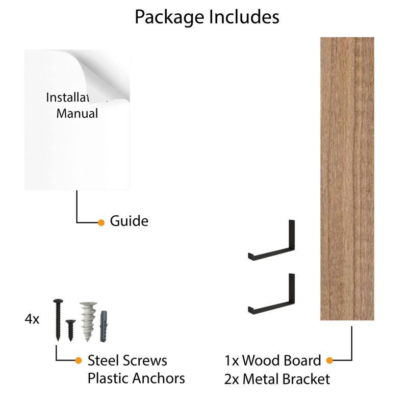 Wallniture Forte Wood Board 60" Long, 11.25'' Deep, 1.5" Thick, Wood Floating Shelf for Wall with Heavy Duty Metal Brackets, 1pc