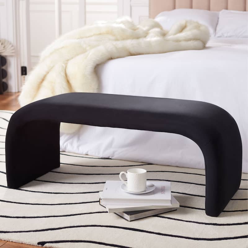 SAFAVIEH Margarett Modern Minimalist Glam Bench - 45" W x 18" D x 19" H - 45"W x 18"D x 19"H - Black