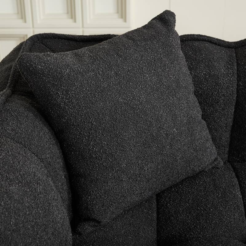 Modern Chenille Bean Bag Chair Square Recliner Sofa with Armrests for Games Reading Watching TV