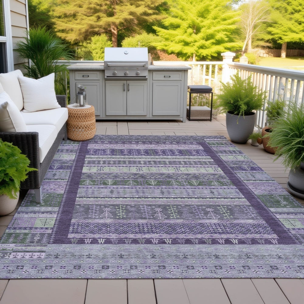 Machine Washable Indoor/Outdoor Global Kilim Chantille Rug
