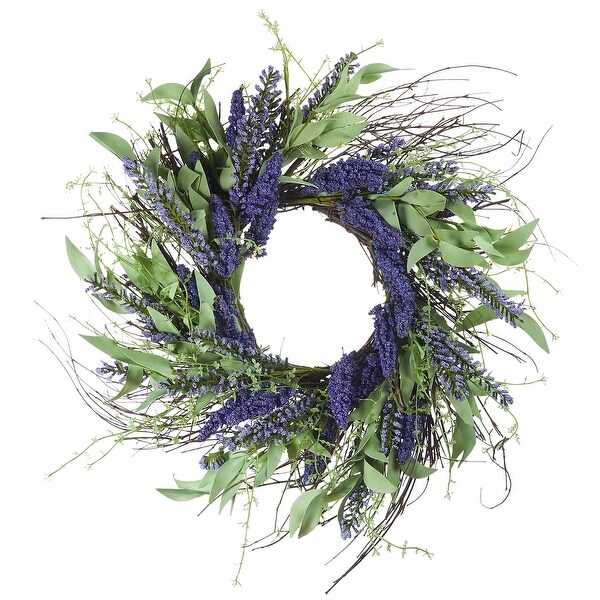 Enova Home 24" Artificial Lavender Flower Wreath For Home Garden Decoration. Opens flyout.