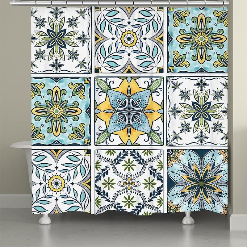 Blue Sunrise Medallion Shower Curtain