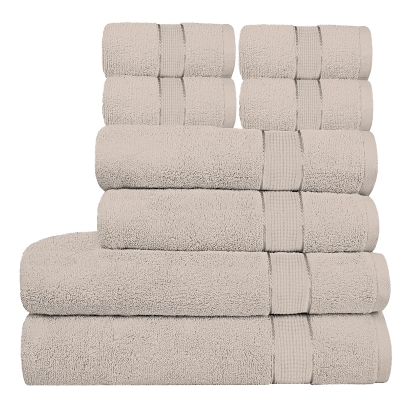 Superior Absorbent Zero Twist Cotton Bath Towel | 8Piece Set | 600 GSM | 4 Washcloths, 2 Hand Towels, 2 Bath Towels 27''X54''