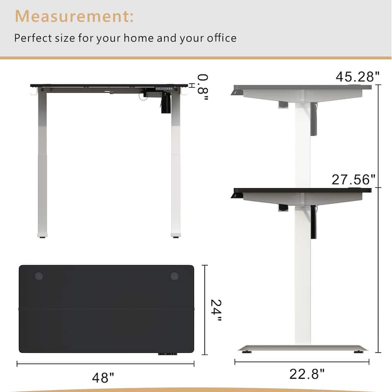 Futzca Height Adjustable Electric Standing Desk Sit Stand Computer Stand up Desk with Splice Board(White)