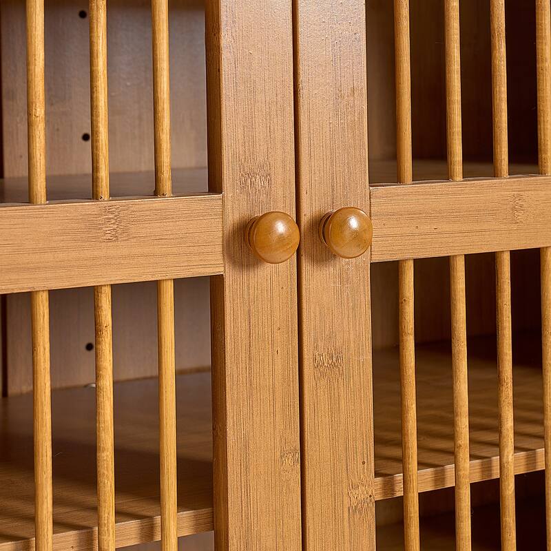 Shoe Cabinet with Shutter Doors, Shoe Storage Cabinet with Adjustable Shelves, Entryway Wooden Shoe Rack Organizer