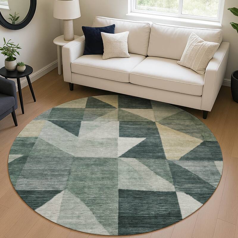 Machine Washable Indoor/ Outdoor Geo Rubi Chantille Rug