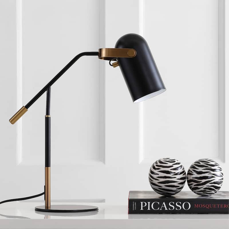 Edison 19.25" Metal LED Task Lamp, Black/Brass Gold by JONATHAN Y