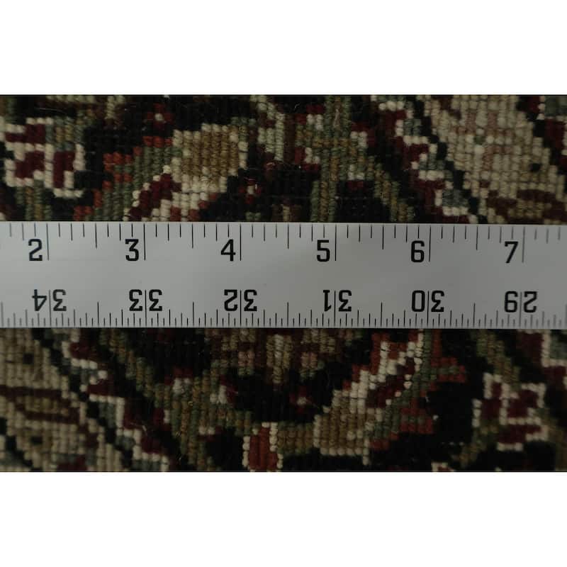 Hand Knotted Oriental 100% Wool Carpet Traditional Floral Black Tabriz-Mahi Area Rug - 4' 2'' X 4' 1''