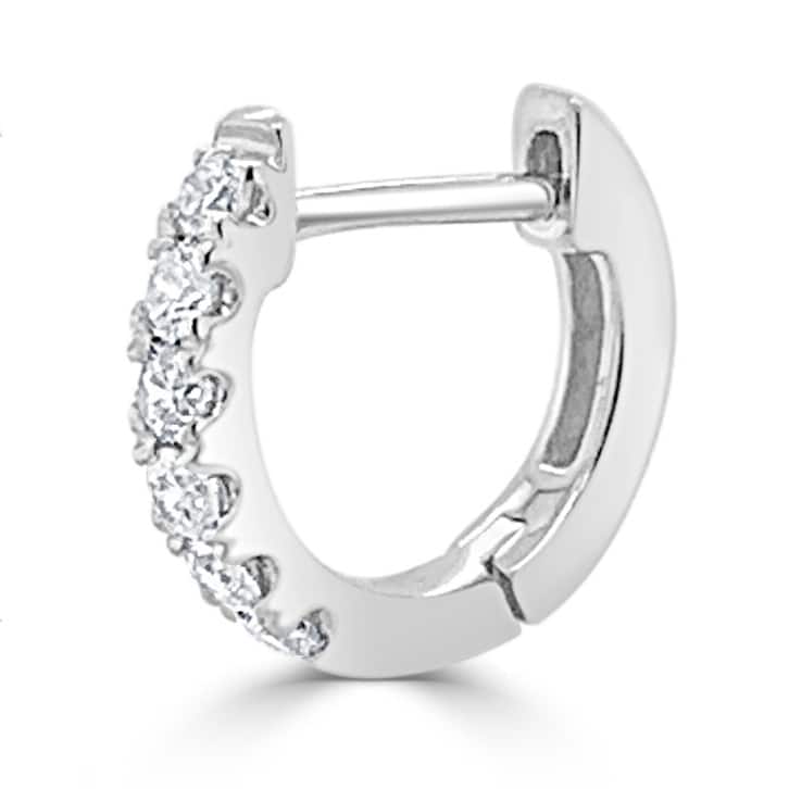 Joelle Collection Half-a-Pair Tiny Huggie Small Hoop Earring 0.09 cttw. 14K Gold - Perfect for Second Hole - 9mm