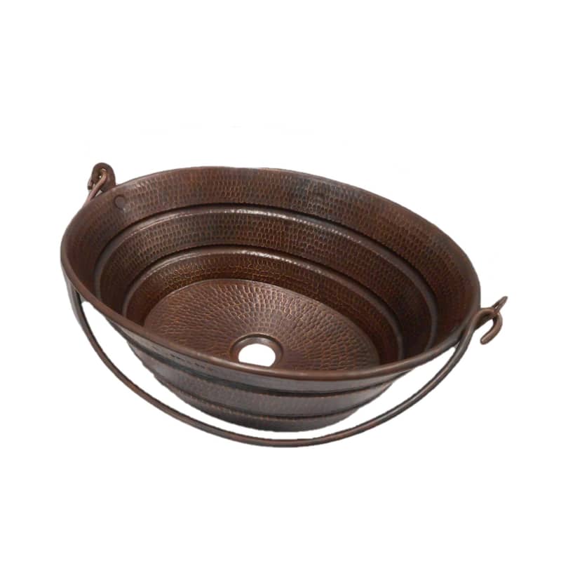 16" Oval Copper Vessel Bathroom BUCKET Sink in Brushed Sedona by SimplyCopper - 16" x 14" x 6"