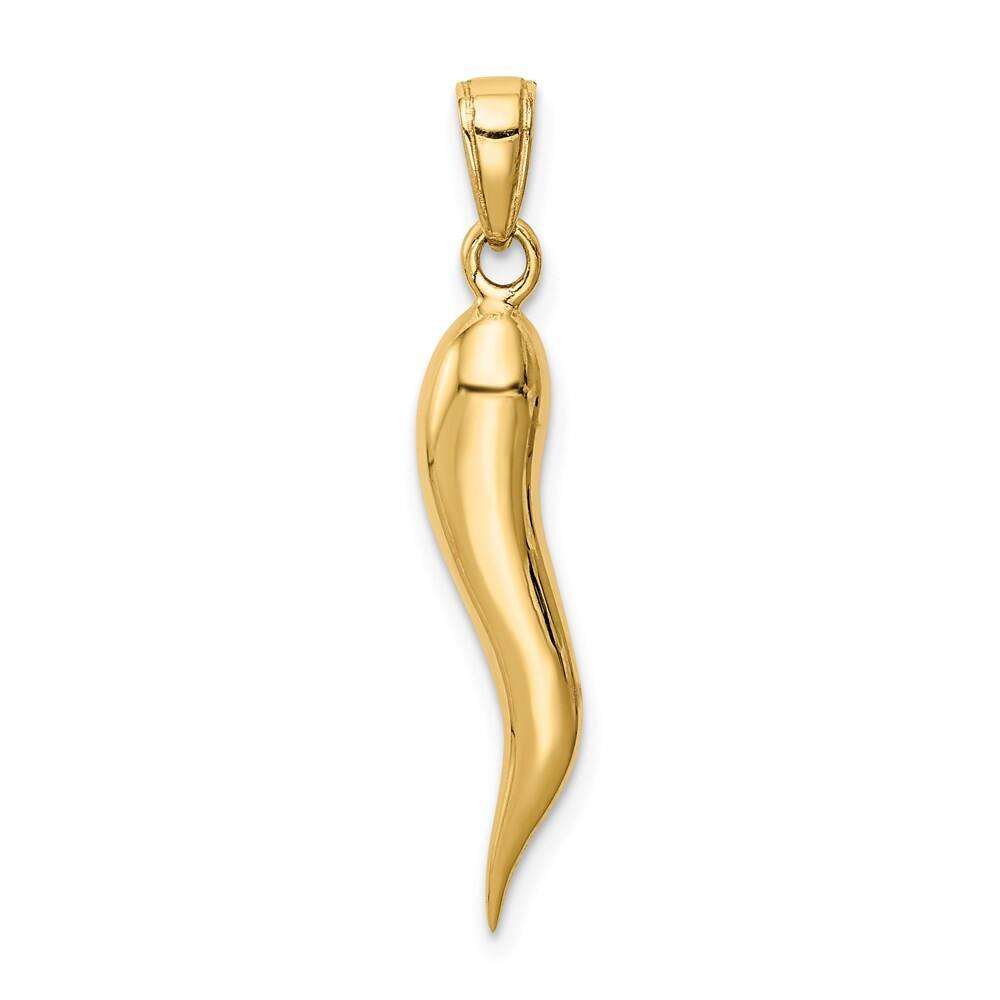 14k Yellow Gold Large Italian Horn Pendant