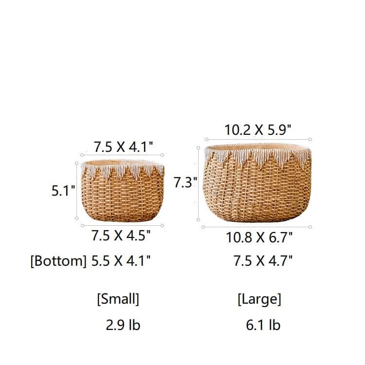 RusticReach Lady Straw Basket Cement Planter