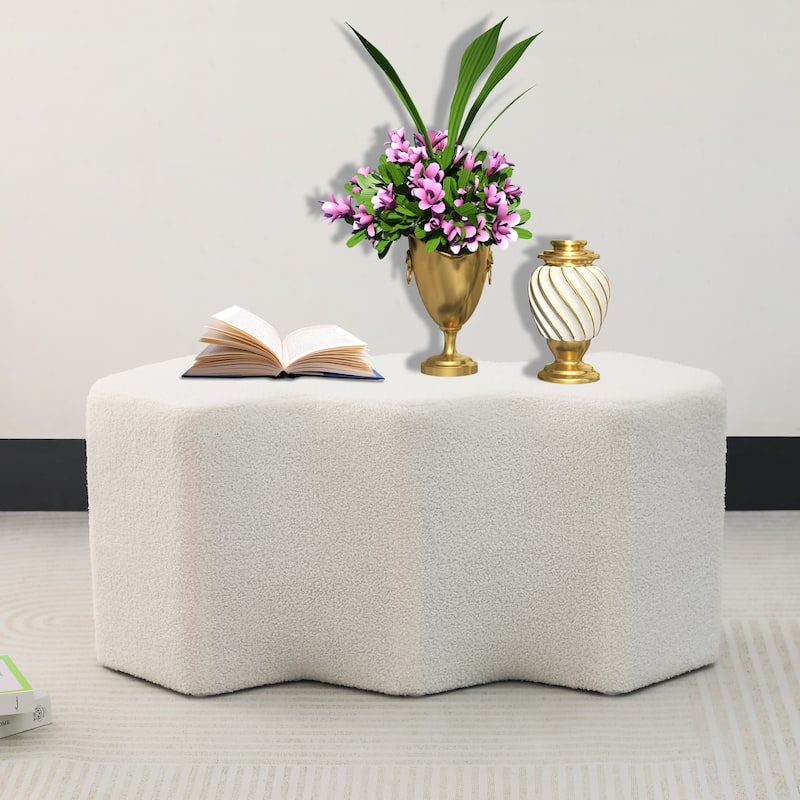 Adeco 35" Long Ottoman Bench Velvet Polygon Foot Stool