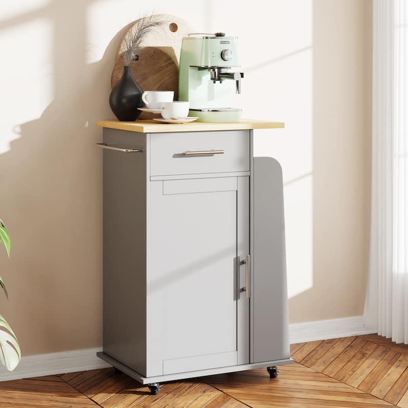 Futzca Storage Kitchen Island Cart - N/A - Grey/1 Drawer + 1 Cabinet