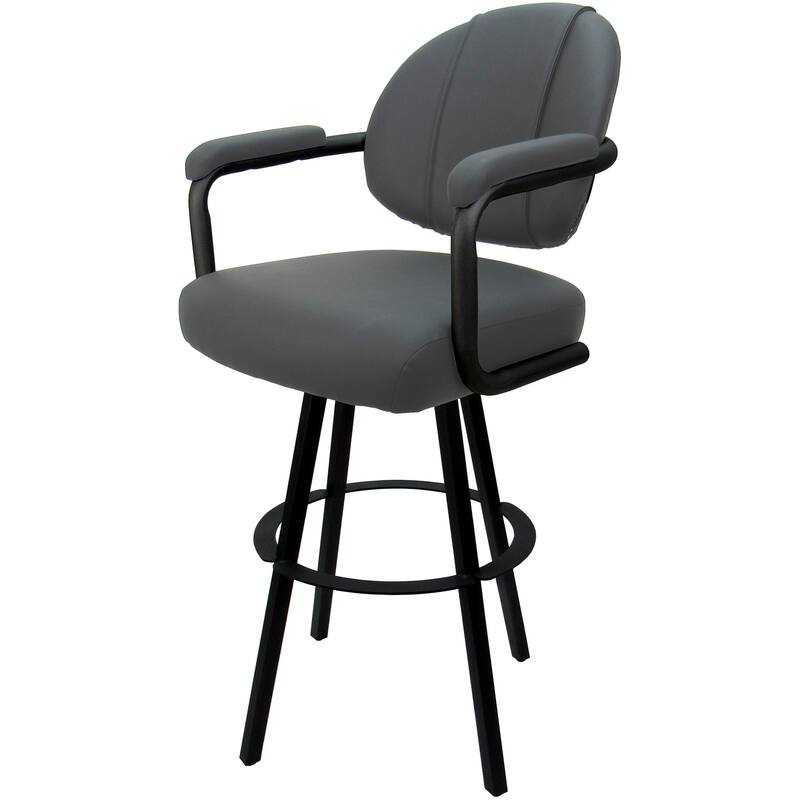 Swivel Metal Bar Stool M-70 on Warren Base - Gray Vinyl - Black - Counter Height