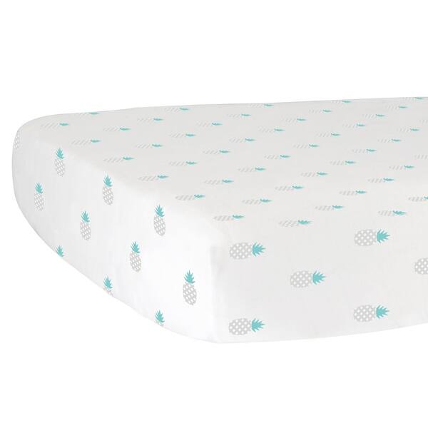 slide 2 of 3, Fitted Crib Sheet Pineapples Gray - 52"x 28" x 9" Grey