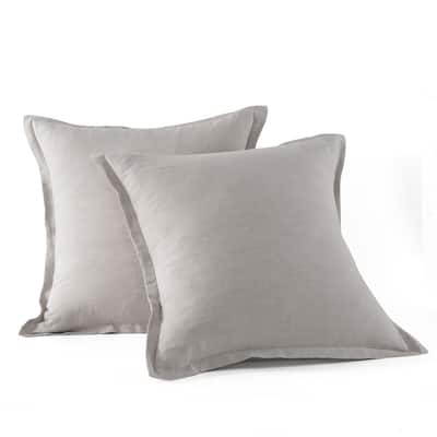 WHOLINENS Stone Washed French Linen European Pillow Shams 2 Pcs 26x26 Inches