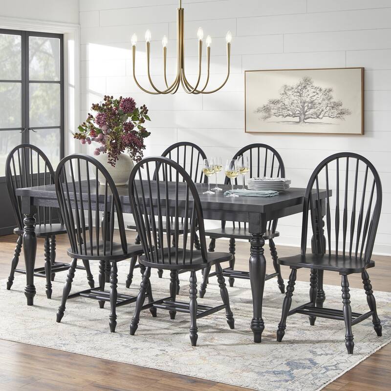 Lifestorey Clemence Dining Set - 7-piece Matte Black