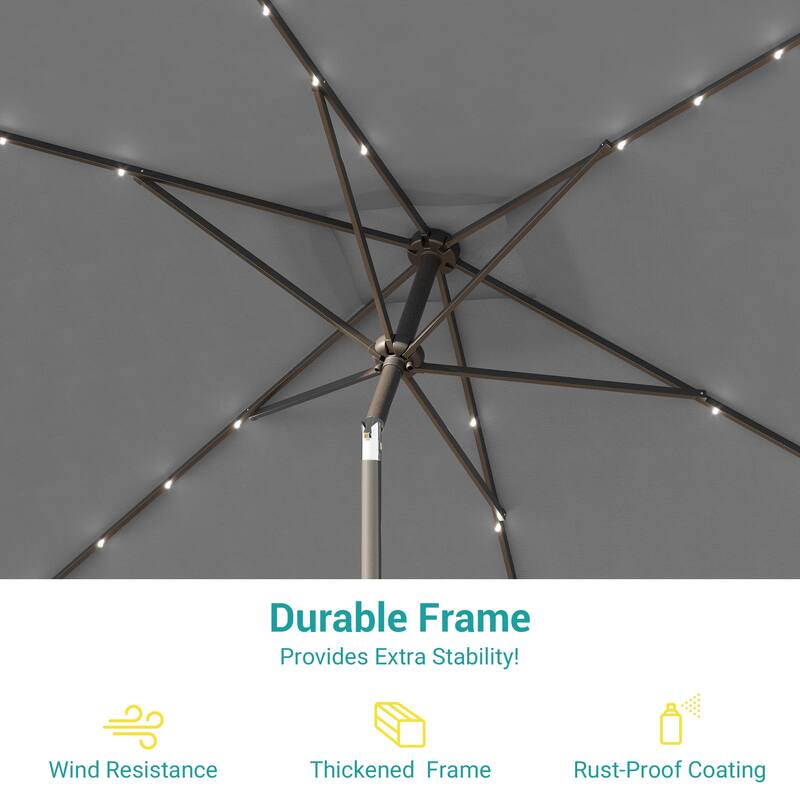 BONOSUKI LED 10 x 6.5ft Outdoor Umbrellas Patio Market Table Umbrellas