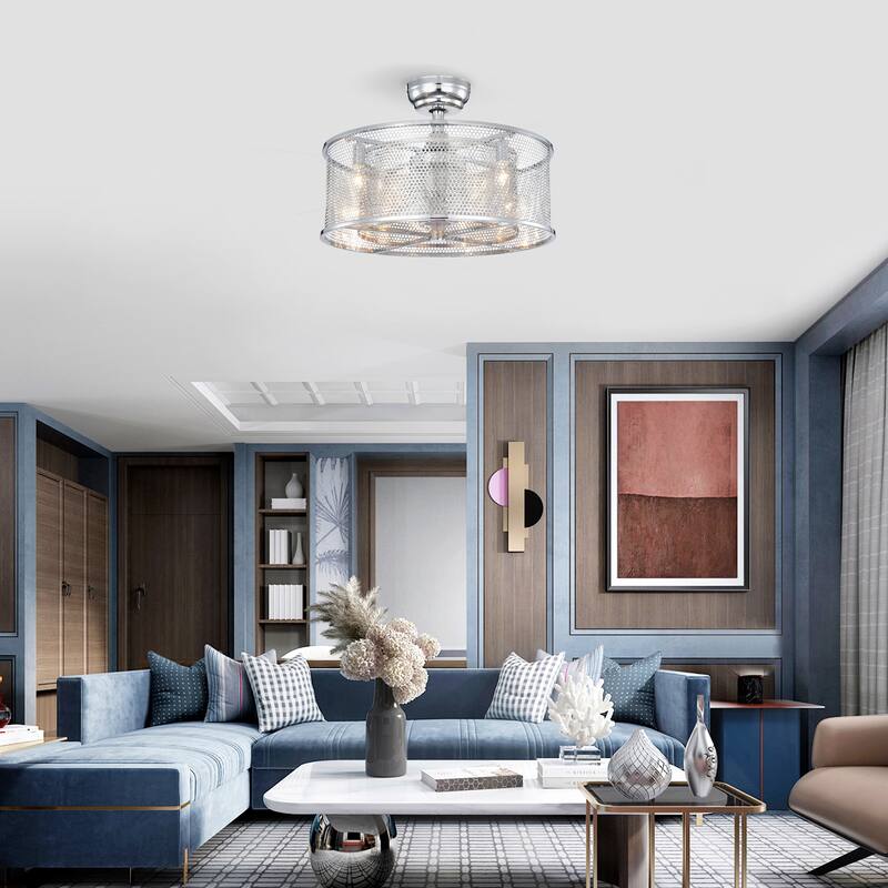 Modern Dual Shade Ceiling Fan Light with 3 Blades and Speed Adjustment, Reversible Motor for Bedroom and Living Room