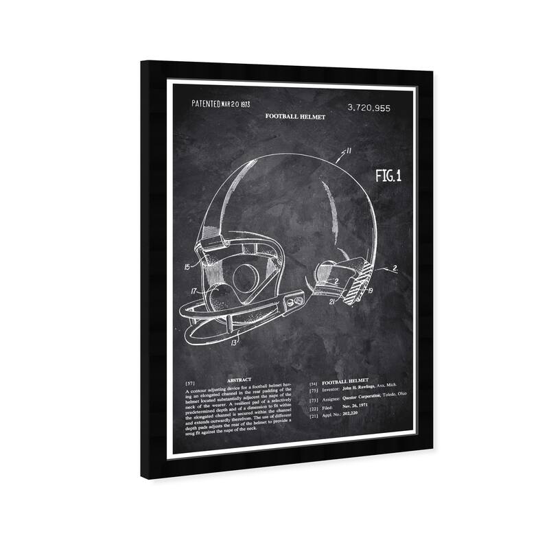 Wynwood Studio 'Football Helmet 1973 Chalkboard' Sports and Teams Black Wall Art Framed Print