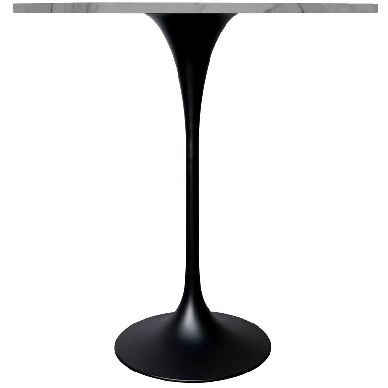 LeisureMod Verve 36" Bar Height Dining Table with Sintered Stone Round Top in Black Padestal Base