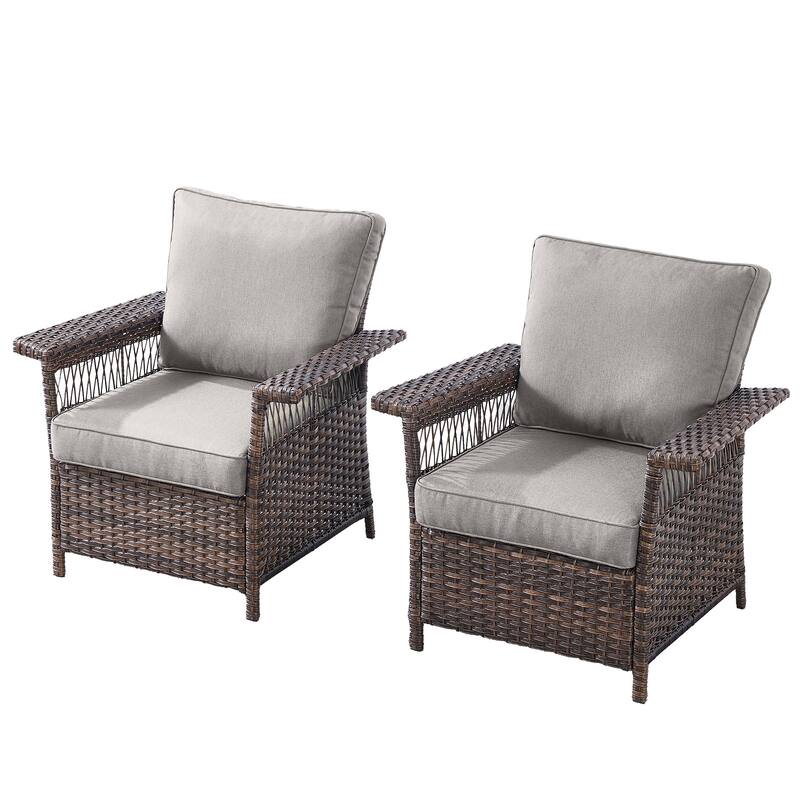 Gymojoy Outdoor Rattan Chairs with Armrest Chair Weather-resistance