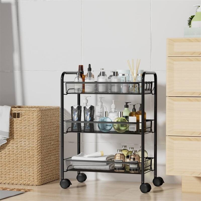 3 Tier Rolling Cart - 10.2"D x 17.7"W x 24.8"H