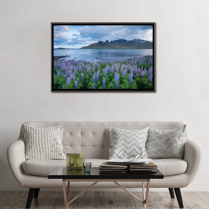 iCanvas "Nootka Lupines I, Stodvarfjordur Fjord, Austurland, Iceland" by Gareth McCormack Framed